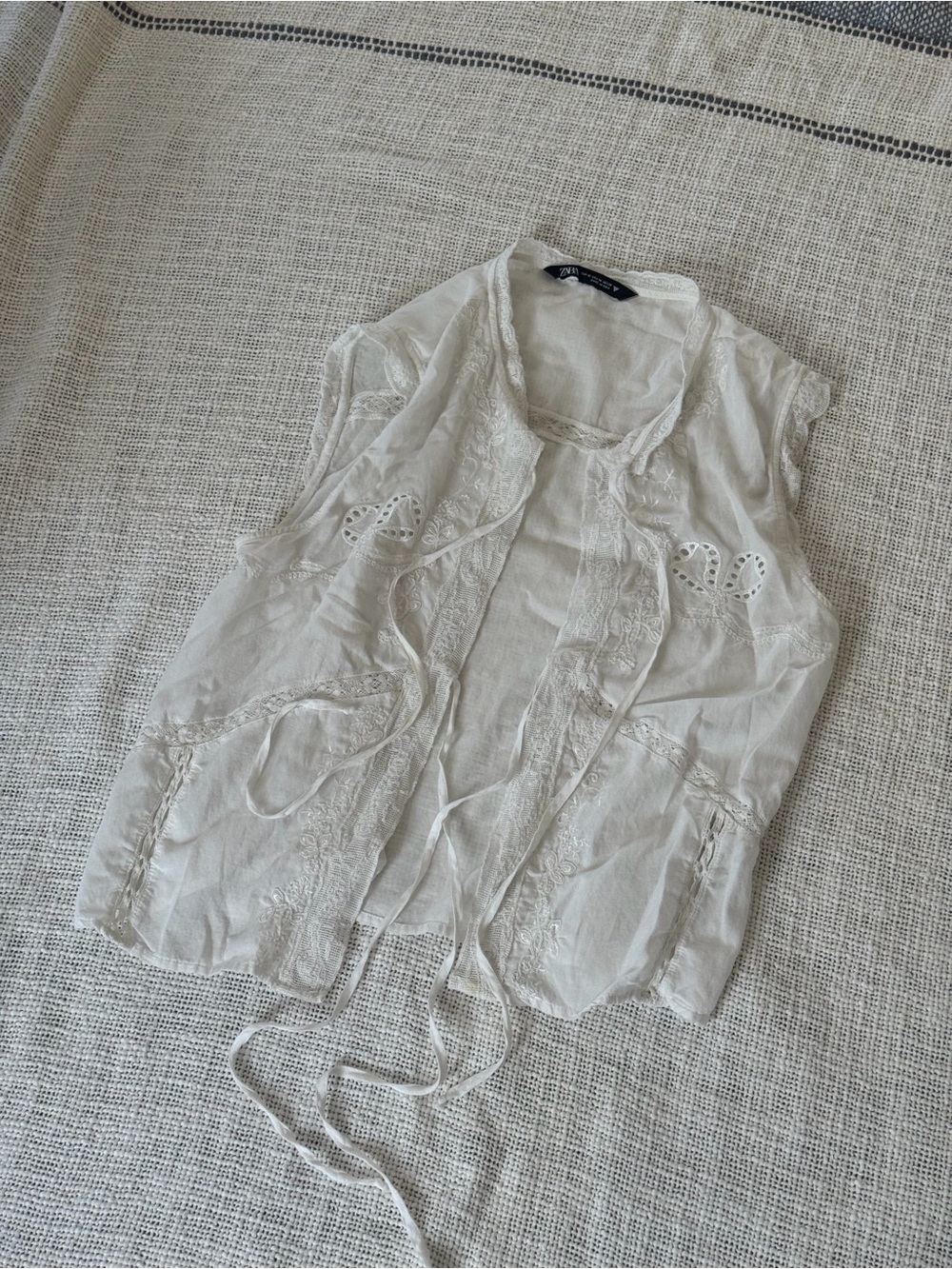 Zara Sleeveless Front-Tie Blouse